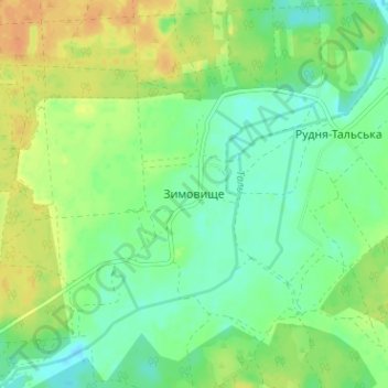 Зимовище地形图、海拔、地势