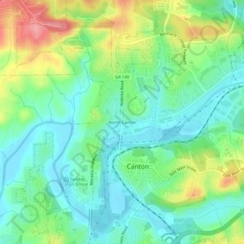 North Canton地形图、海拔、地势