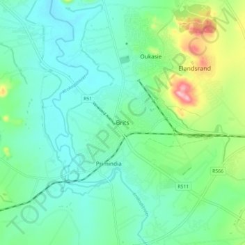 Brits地形图、海拔、地势