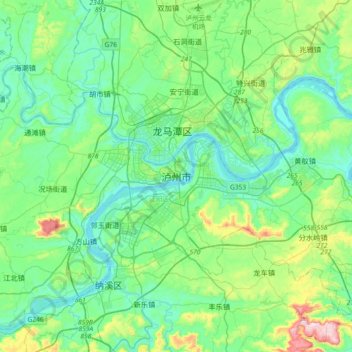 泸州市地形图、海拔、地势