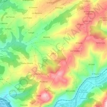 Friera地形图、海拔、地势