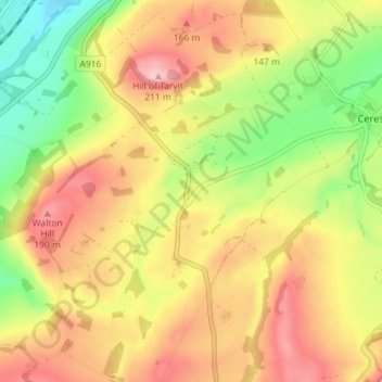 Craigrothie地形图、海拔、地势