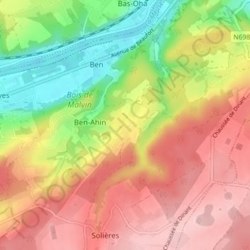 La Sarte à Ben地形图、海拔、地势