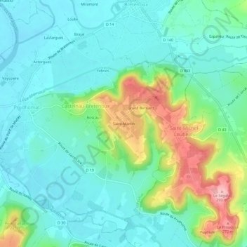 Saint-Martin地形图、海拔、地势