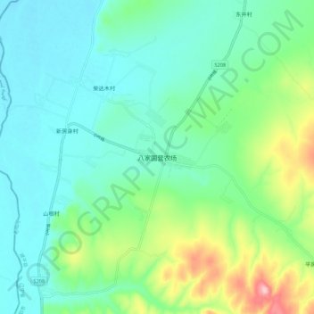 八家国营农场地形图、海拔、地势