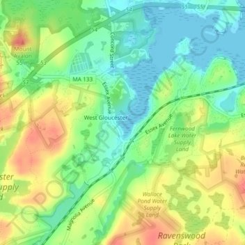 Little River Marshes地形图、海拔、地势