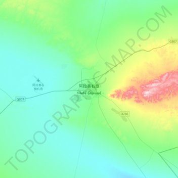 阿拉善右旗地形图、海拔、地势