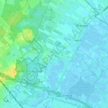 De Bult地形图、海拔、地势