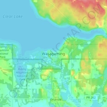 Wasagaming地形图、海拔、地势