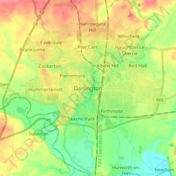 Darlington地形图、海拔、地势