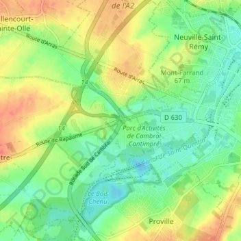 Petit-Fontaine地形图、海拔、地势