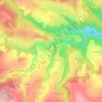 Le Mut地形图、海拔、地势
