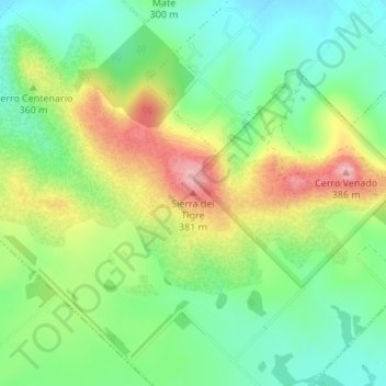 Sierra del Tigre地形图、海拔、地势