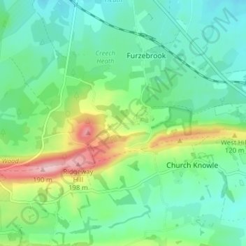 East Creech地形图、海拔、地势