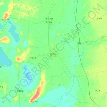 大同区地形图、海拔、地势