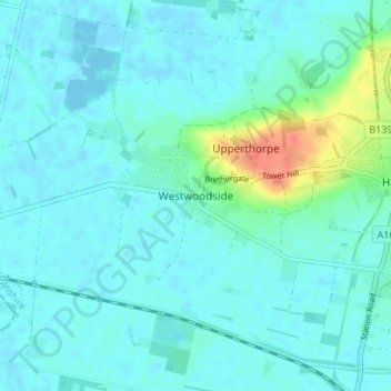 Westwoodside地形图、海拔、地势