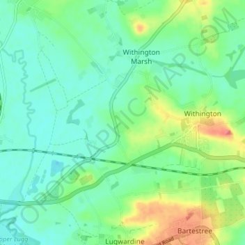 Nunnington地形图、海拔、地势