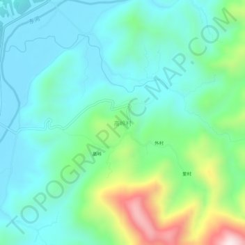 高岭村地形图、海拔、地势