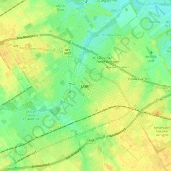 Luján地形图、海拔、地势