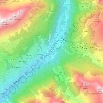 Champoluc地形图、海拔、地势