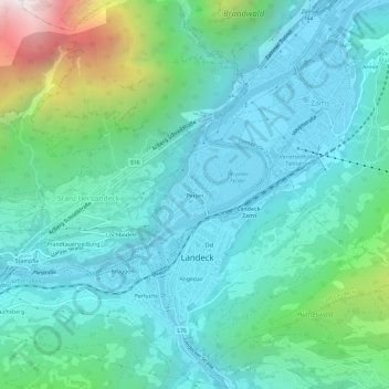 Perjen地形图、海拔、地势