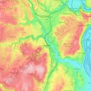 Francheville地形图、海拔、地势
