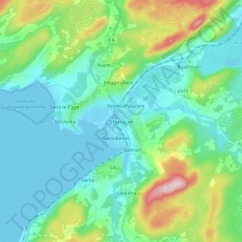 Steinkjer地形图、海拔、地势