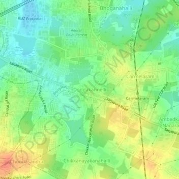 Doddakannelli地形图、海拔、地势