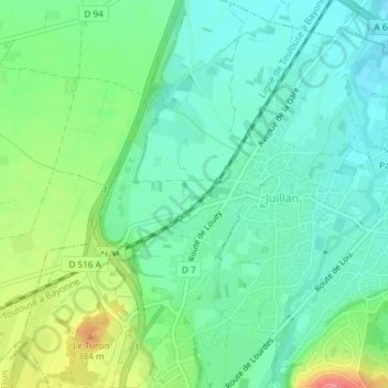 Moures地形图、海拔、地势