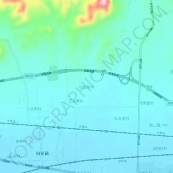 田吉素村地形图、海拔、地势