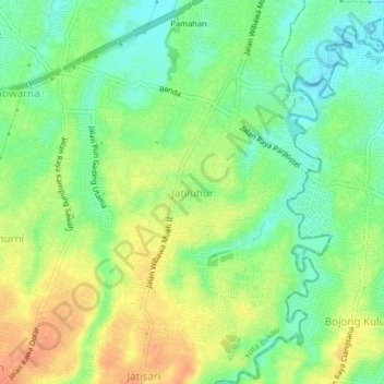 Jatiluhur地形图、海拔、地势