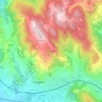 Monte Malbe地形图、海拔、地势