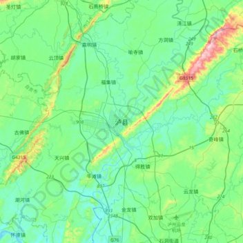 泸县地形图、海拔、地势