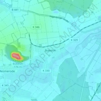 Bokeloh地形图、海拔、地势