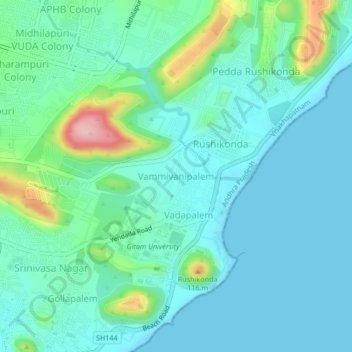 Vammivanipalem地形图、海拔、地势