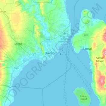 Davao City地形图、海拔、地势