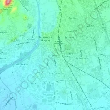 Pilastroni地形图、海拔、地势