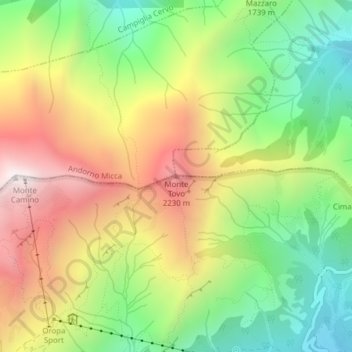 Monte Tovo地形图、海拔、地势