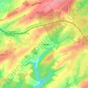 Happe地形图、海拔、地势