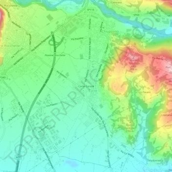 Corte Coraza地形图、海拔、地势