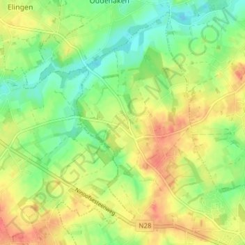 Breedhout地形图、海拔、地势