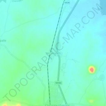 Yerrampalli地形图、海拔、地势