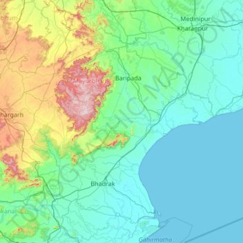 Tentulia地形图、海拔、地势