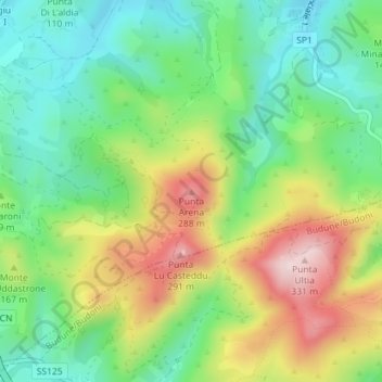 Punta Arena地形图、海拔、地势