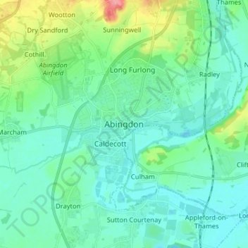 Abingdon地形图、海拔、地势