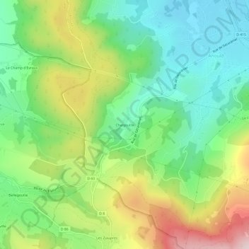 Chalgoutte地形图、海拔、地势