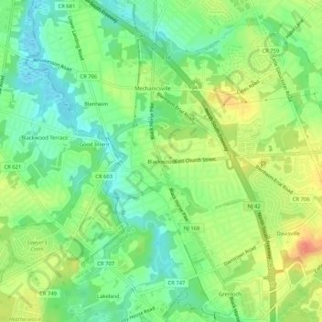 Blackwood地形图、海拔、地势