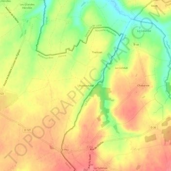 L'Ageboutaud地形图、海拔、地势