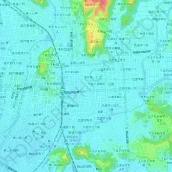 手形字中谷地地形图、海拔、地势