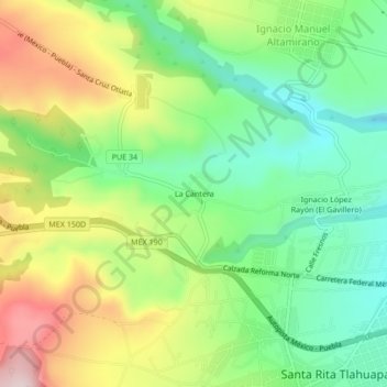 La Cantera地形图、海拔、地势